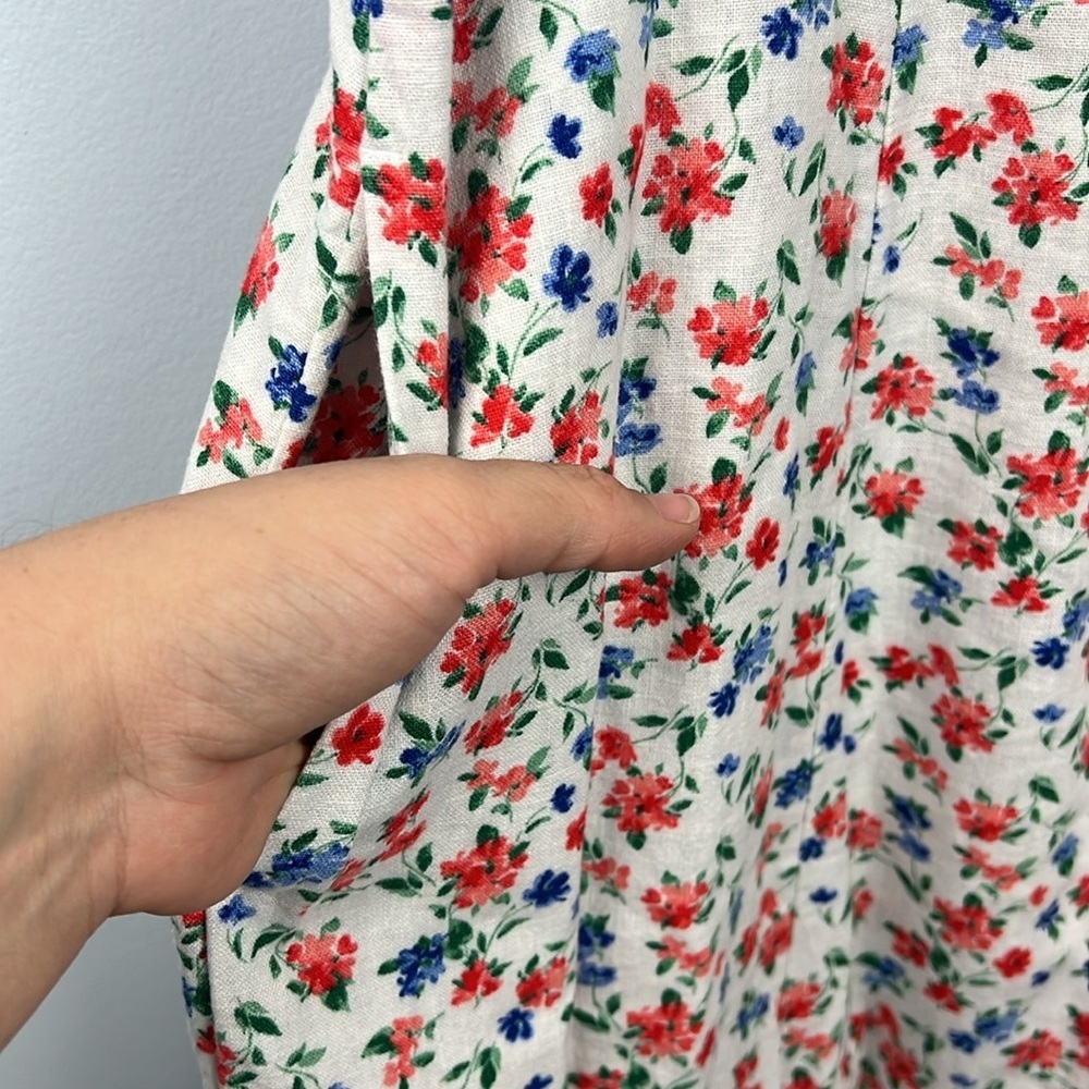 Old navy XL linen blend floral pattern sleeveless smock summer maxi dress - Picture 6 of 12
